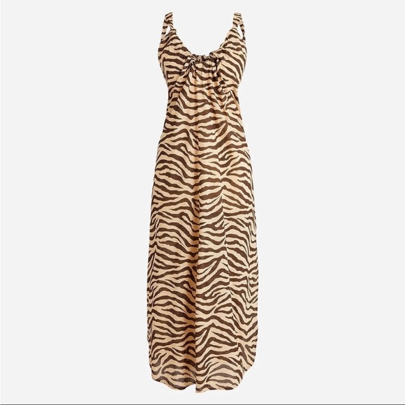 J. Crew Factory Dresses & Skirts - J. Crew Swingy Organic Cotton-voile Beach Dress Zebra Stripe Sleeveless Pullover